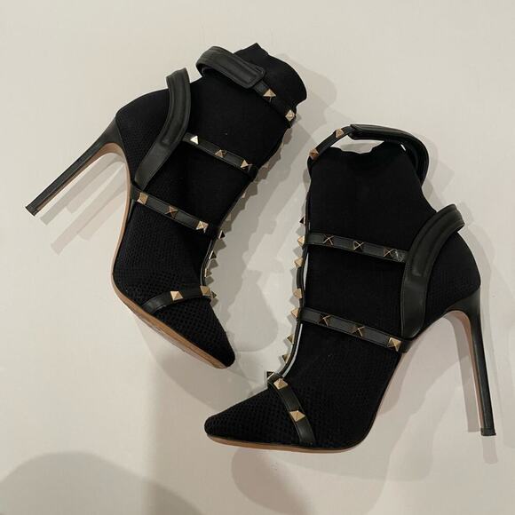 Valentino Garavani Black leather Rockstud Sock Ankle booties EU 39.5 - Picture 3 of 16